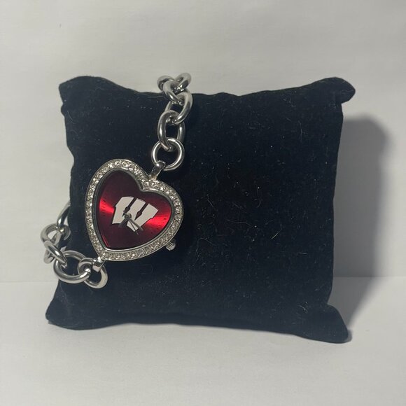 Wisconsin Badgers NCAA Heart Stainless-Steel Bracelet Watch by Game Time NEW main image 3
